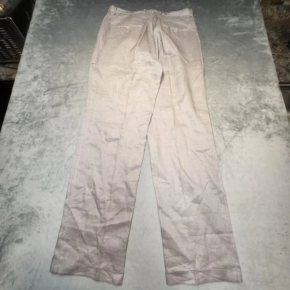 Jordan Craig Pants Mens 36x34 Beige Linen Dress Pleated Lightweight Breathable